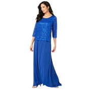 Roaman's Women's Plus Size Lace Popover Dress