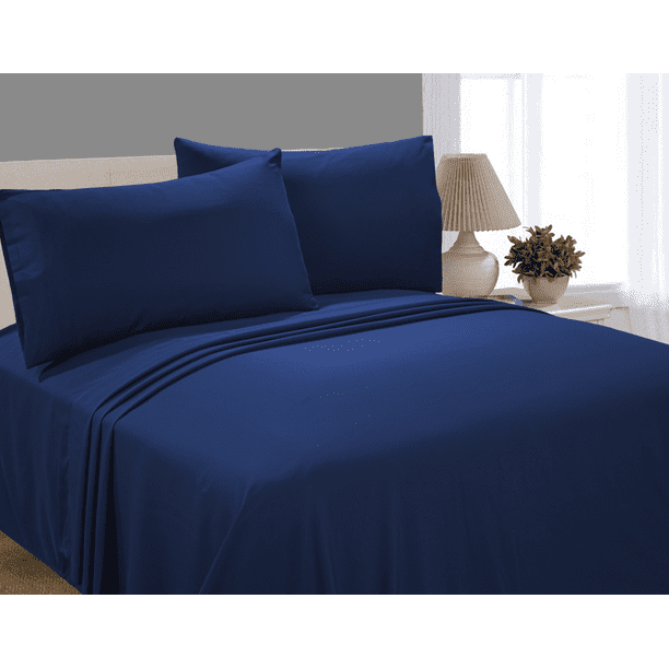 Mainstays Soft Wrinkle Resistant Microfiber Twin/Twin XL Navy Sheet Set