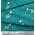 thumbnail image 2 of Soimoi Green polyester Crepe Fabric Musical Symbol & Star Printed Fabric 1 Yard 52 Inch Wide, 2 of 3