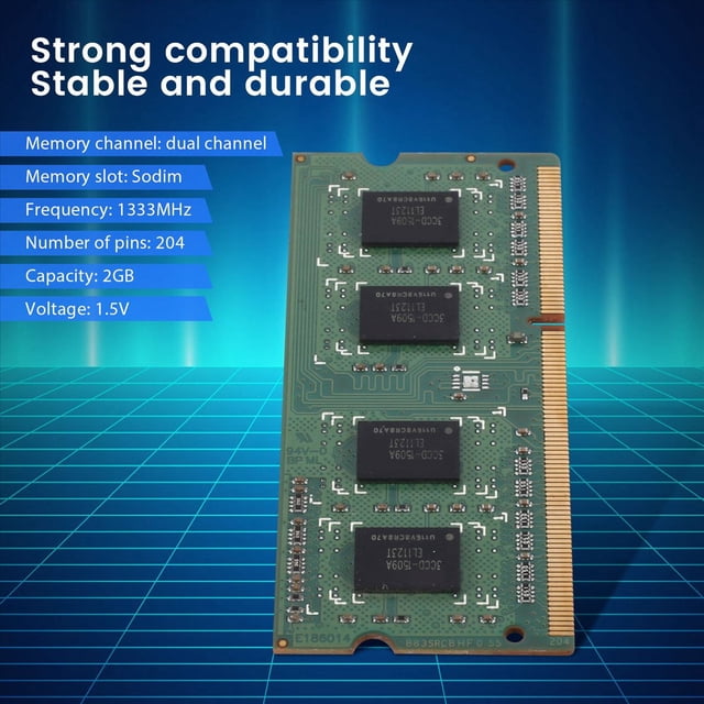 Memoria Ram DDR3 2GB SODIMM 1RX8 PC3-10600S 1333Mhz Memoria Ram para Computadora PortáTil 204Pin 1.5V MóDulos de Memoria para Computadora PortáTil