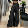 thumbnail image 4 of Dwaogom Women's Sparkle Sequin Wide Leg Pants Loose High Waisted Shiny Party Clubwear Bling Glitter Trousers, 4 of 7