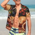 thumbnail image 7 of Yiaed Sleeping Cat Flowers Print Hawaiian Shirt for Men Short Sleeve Button Down Shirts Beach Shirts for Men,XX-Large, 7 of 7