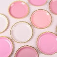 Pink Scalloped Party Plates Gold Foil Border Paper Plates Disposable