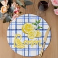 thumbnail image 3 of Summer Lemon Watercolor Round 15 Inch Placemats Set of 8, Geometric Blue Line Plaid HeatResistant Non Slip Place Mats for Dining Table, Wipeable Braided Kitchen Table Mats for Housewarming, 3 of 9