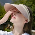 thumbnail image 5 of ZACPNCV Sun Visor Hat for Women Wide Brim Straw Visors Beach Hat Ponytail UV UPF Packable Foldable Travel Pink Free Size, 5 of 7