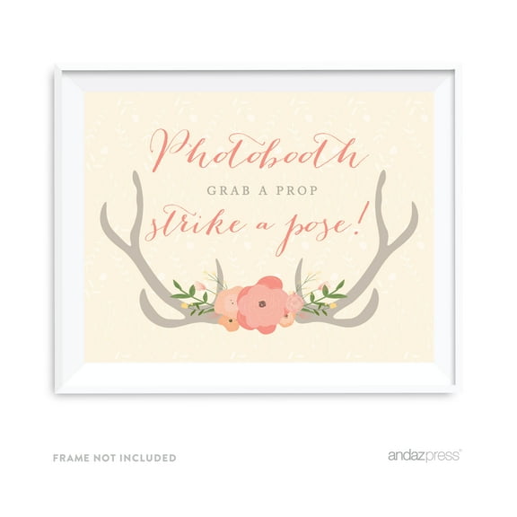 Grab A Prop & Strike A Pose Woodland Deer Wedding Party Signs