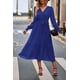 thumbnail image 4 of Vestido largo azul con escote en V, manga larga y estampado floral estilo bohemio PRETTYGARDEN talla L, 4 of 6