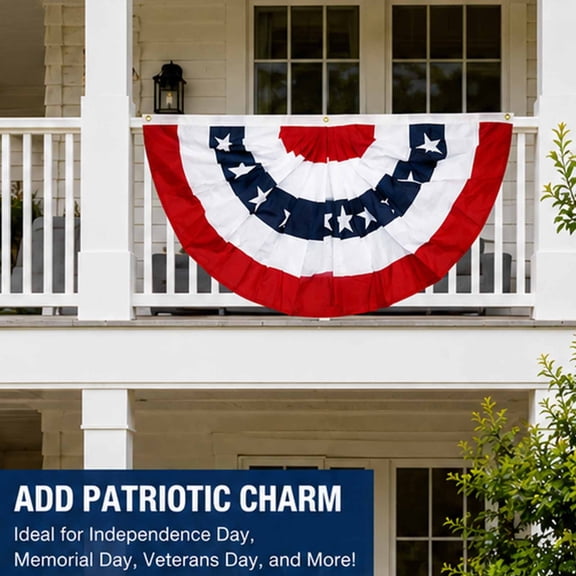 3 Pack USA Pleated Fan Flag - 3x6 Ft American US Bunting Flags Half Fan Banner 250th Independence Day