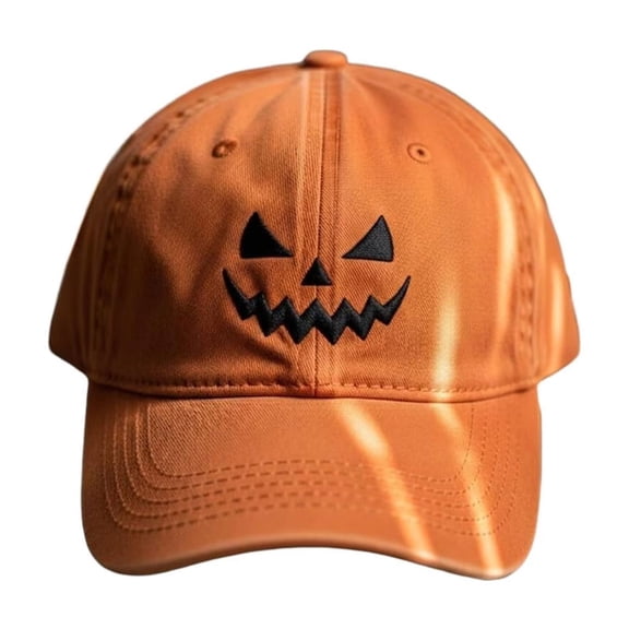 Yuanlong Womens Baseball Cap Halloween Pumpkin Face Print Sun Hat Adjustable Stylish Casual Holiday Party Outdoor Headwear