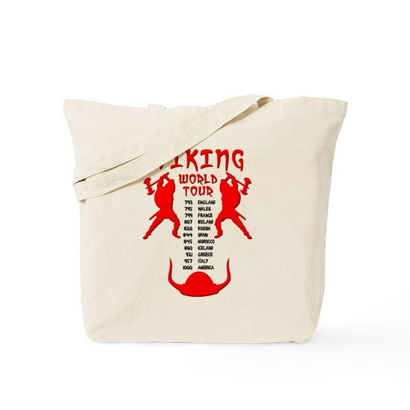 CafePress - Viking World Tour Funny Norse T Shirt Tote Bag - Unisex Canvas Tote Bag, Beige, 1-Piece