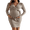 Khaki, variant on Women's Ribbed Knit Maternity Wrap Nursing Dress, Long Sleeve V Neck Side Tie Maternity Dress for Fall Winter