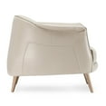 thumbnail image 3 of Benjara Teli 36 Inch Club Chair, Curved Cushioned Seat, Ivory Real Leather, Wood, 3 of 5