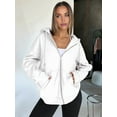 thumbnail image 4 of Womens Zip Up Hoodies Oversized Sweatshirts Fall School Fashion Outfits Casual Jackets Winter Clothes White L, 4 of 7