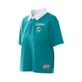 thumbnail image 2 of Women's New Era Aqua Miami Dolphins Throwback Boxy Cropped Polo, 2 of 5