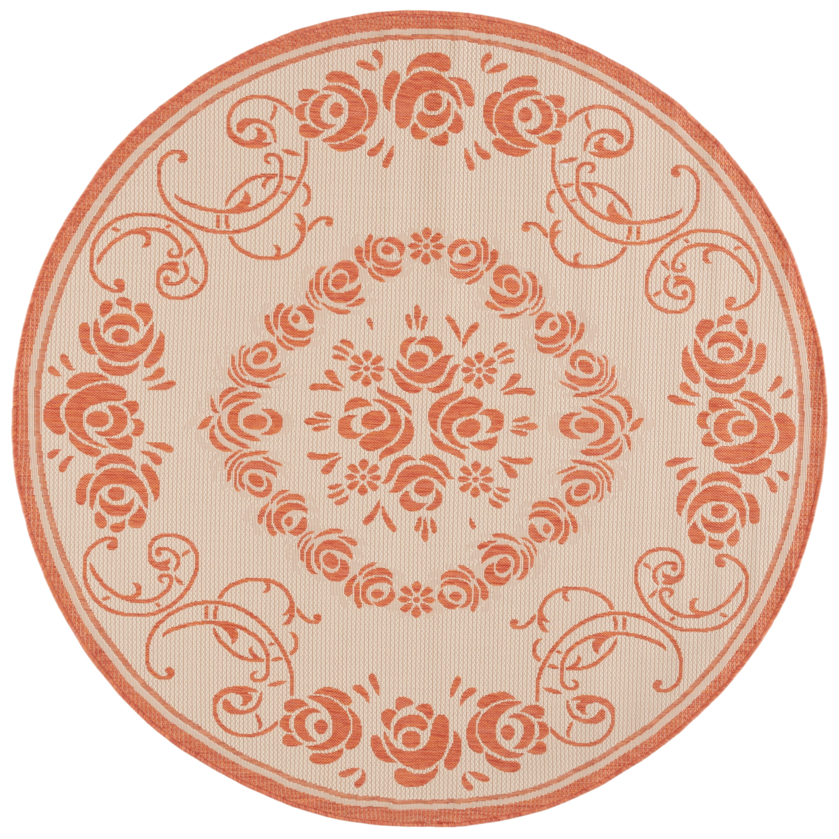 Safavieh Courtyard Elena Oriental Indoor/Outdoor Area Rug, Natural/Terracotta, 6'7" x 6'7" Round