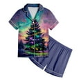 thumbnail image 4 of Gubotare Baby Christmas Pajamas Girl Girls Ruffle Short Sleeve Button Front Top with Ruffle Short, 2-Piece Pajama Set Size 10-11 (Dark Purple,10-11 Years), 4 of 6