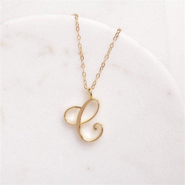 Small Cursive 26 Letter A-Z Alphabet Necklace Logo Tag Symbol English Name Pendant Chain Clavicle Choker