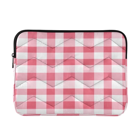 Quilted Laptop Sleeve for 13-16 Inch Laptops Protective Laptop Case Cover Lightweight Travel & Office Essentials Pink Checkered Pattern