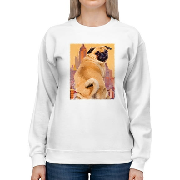Image Conscious Funny Pug Sweatshirt Womens -Porter Hastings Designs, Female x-Large
