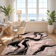 thumbnail image 3 of Design&I 3'x5' Ultra Soft Throw Mat, Pink Blush Abstract Swirl Motif Veined Border Swirls Gilded Cracked None Fluffy Washable Easy Care Indoor rug for Bedside Hallway, 3 of 7