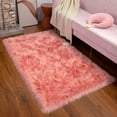 thumbnail image 2 of Junovo Luxury Fluffy Area Rugs Areary Rug for Bedroom Shaggy Rugs Area Carpet for Living Room Bedroom Room,2'x3',Coral, 2 of 7