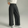 thumbnail image 5 of CPNG Girls Wide Leg Dress Pants Solid Color Elastic High Waist Wide Leg Casual Uniform Pants with Pockets, 5 of 7