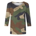 thumbnail image 5 of DeHolifer Womens Tops Camouflage 3/4 Sleeve Crewneck T-Shirts Blouse Trendy Casual Loose Workout T-Shirts Army Green M, 5 of 5