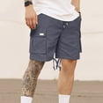 thumbnail image 1 of toraway Casual Pocket Length Men's Trousers Knee Shorts Drawstring Pants Solid Men's Pants M, 1 of 3