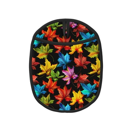 

Lukts Rainbow Colorful Maple Leaves Print Silicone Pot Mat Mitten With Hanging Loop Heat Resistant Oven Mitts Non-Slip Bbq Baking Smoking Potholders