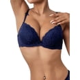 thumbnail image 5 of Beautiful Floral Lace Sexy Bra - Comfortable & Breathable Blue Push Up Bra 34C, 5 of 5