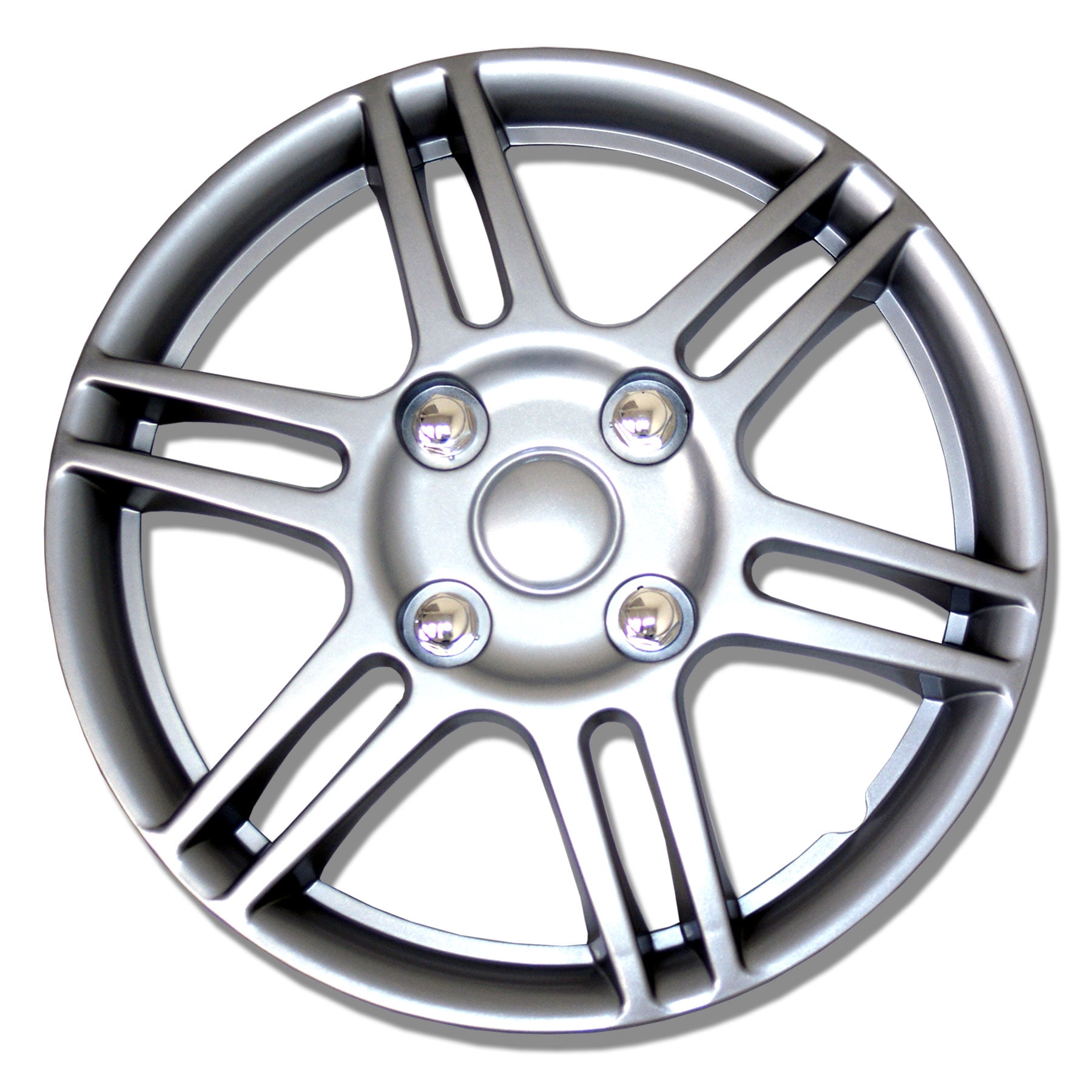 TuningPros WSC-027S14 Hubcaps Wheel Skin Cover 14-Inches Silver Set of 4 