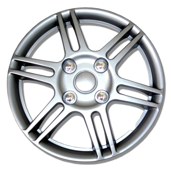 TuningPros WSC-004S14 Set of 4 Metallic Silver Hubcaps 14" - Hub Caps Wheel Skin Cover 14 inches 4 Pcs Set