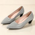 thumbnail image 4 of Women’s Pointed Toe Low Kitten Heel Pumps, Soft Faux Leather Slip‑On Dress Shoes, Comfortable Non‑Slip Office Casual Formal Footwear, 4 of 9