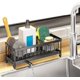 thumbnail image 1 of Estante para fregadero de cocina, soporte para esponja de acero inoxidable 304, organizador multifuncional para fregadero de cocina con bandeja de drenaje automático (negro), 1 of 4
