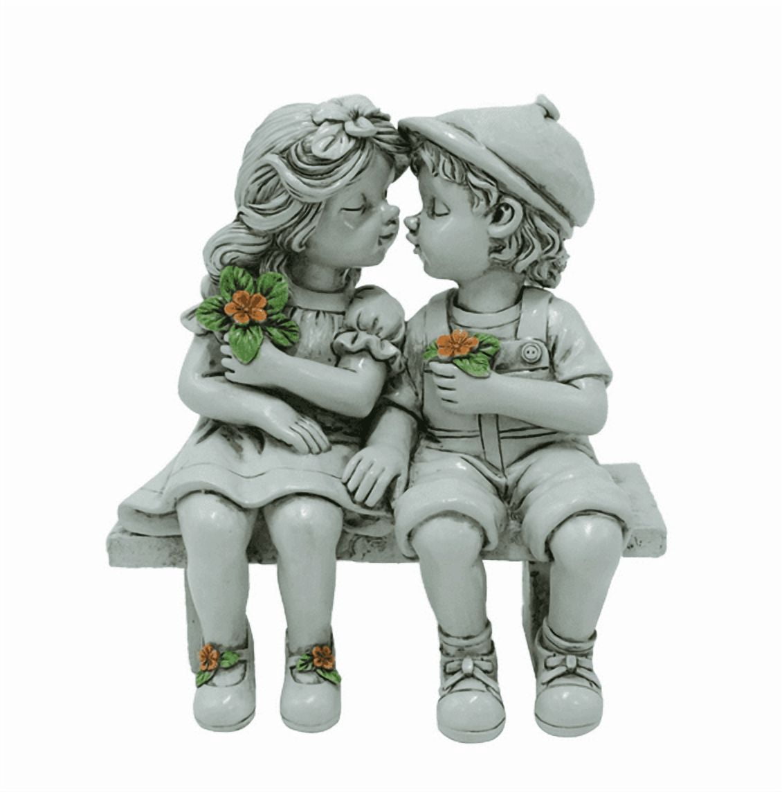 LLDYYDS Romantic Couple Kissing Statue Outdoor Sculpture Resin Bench Sitting Decor for Garden Yard Home Cafe
