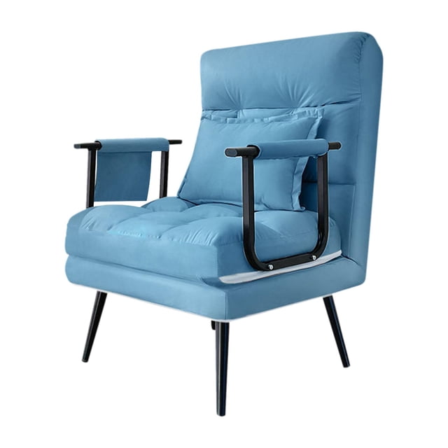 Sofá cama plegable Macarena tapizado Estructura de metal Cama multiusos Azul