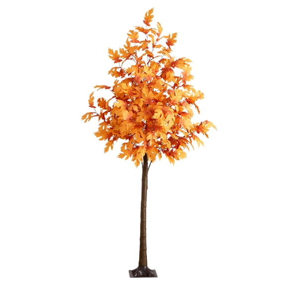 Nearly Natural Pre-Lit Artificial Maple Autumn Fall Tree - 8' - Warm White LED Lights