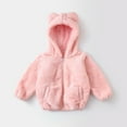 thumbnail image 2 of Lindreshi Winter Coats for Toddler Girls and Boys Toddler Baby Boys Girls Solid Color Plush Cute Bear Ears Winter Hoodie Coat Jacket, 2 of 6