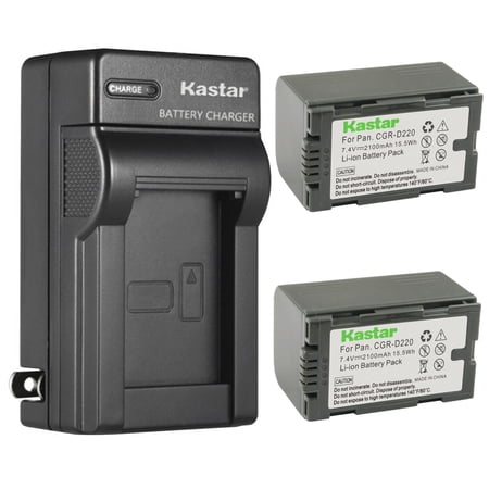 Kastar 2-Pack CGR-D16 Battery and AC Wall Charger Replacement for Panasonic CGR-D320 CGR-D320A/1B CGR-D320E/1B VW-VBD25 Battery Panasonic DE-A20 DE-A88C VSK0581 AG-B23P Charger