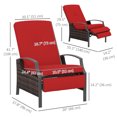 thumbnail image 3 of Outsunny Rattan Outdoor Recliner Chair, Patio Lounge Chair, Wine Red, 3 of 10