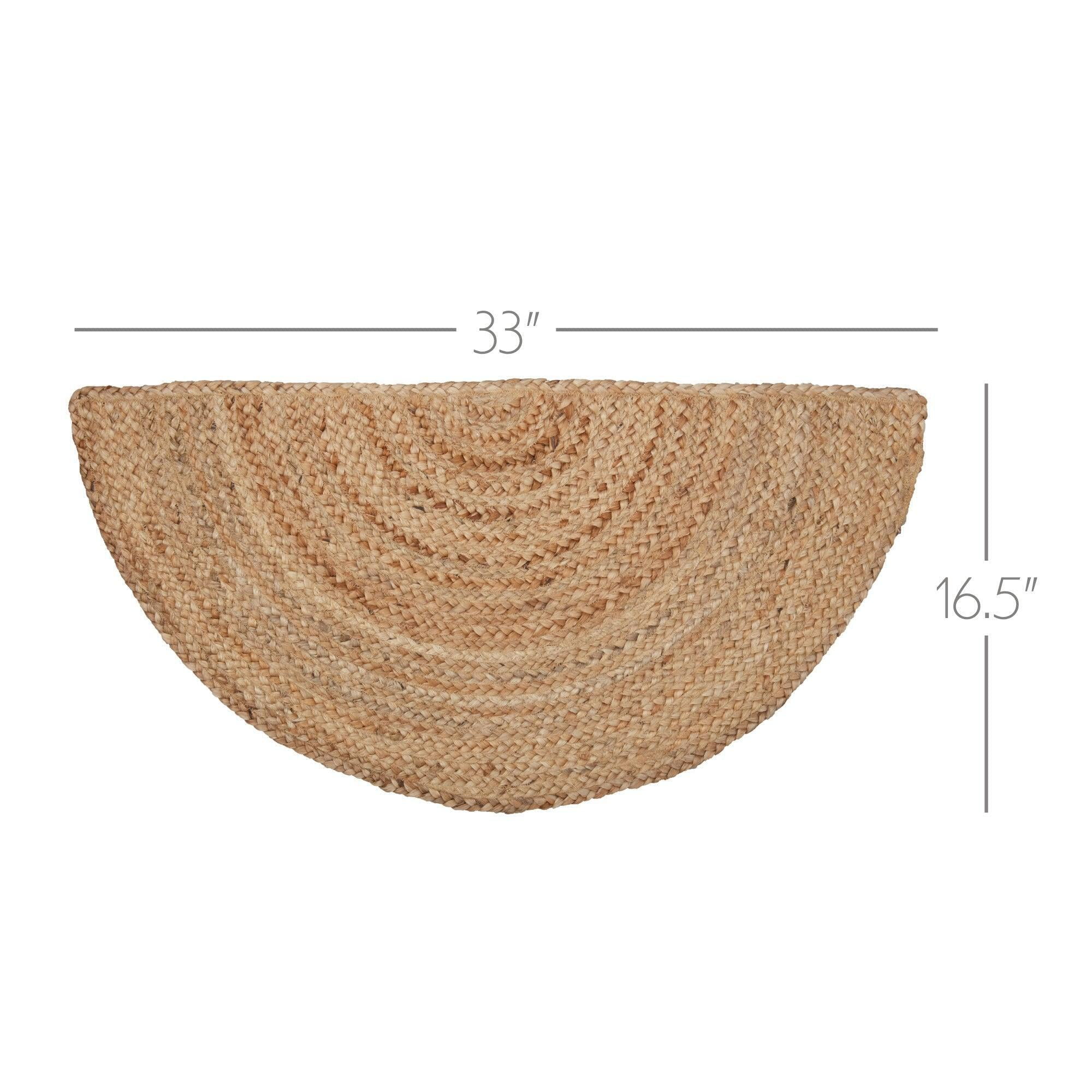 VHC Brands Natural Jute Rug Country Farmhouse Entryway or Kitchen Small Welcome Mat Half Circle 16.5x33