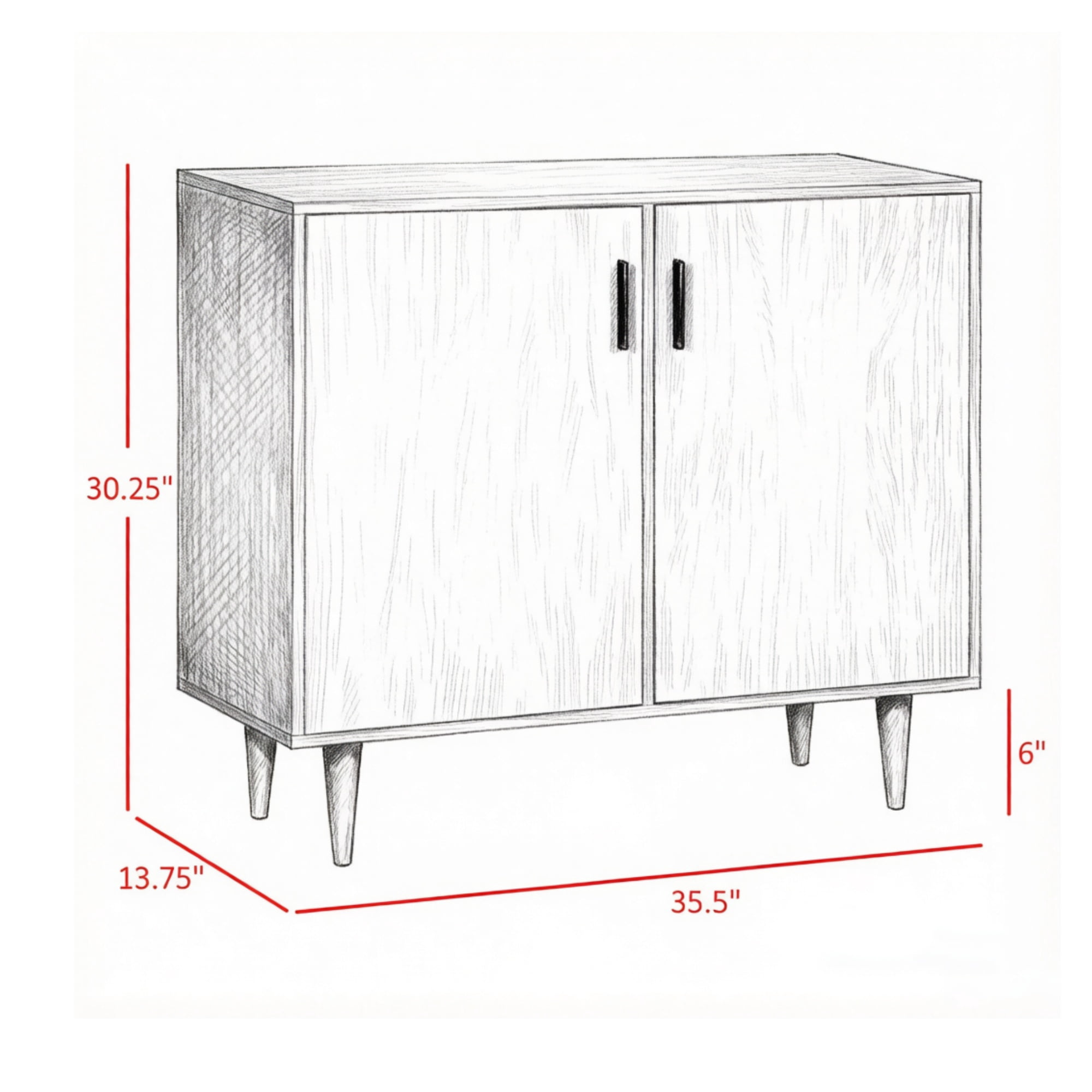 Sideboard Buffet Cabinet with Double Doors Adjustable Shelves And Wood Legs for Kitchen Living Room, Natural Wood