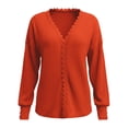 thumbnail image 5 of Uaswgudfs Women's Sweater Loose Fit Long Sleeve V Neck Scalloped Lace Trim Ribbed Knit Casual Pullover Top for Autumn Winter, 5 of 6