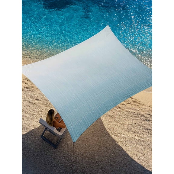 Sun Shade Sail 12'x16' Ombre Teal Blue Rectangle Sun Shade Sails Canopy Waterproof Modern Gradient Color Outdoor Sunshades Sand UV Block Cover Shades Cloth for Patio Backyard Garden Deck Porch Lawn
