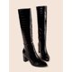 thumbnail image 3 of Elegant White Boots For Women, Embossed Side Zipper Chunky Heeled Classic Boots, 3 of 4