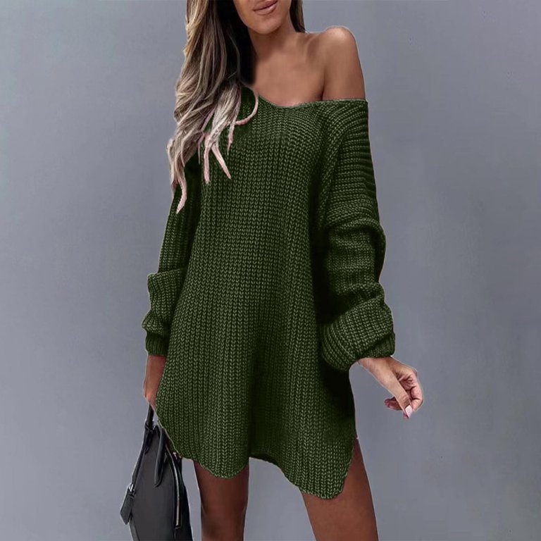 chinese dress ladies Weinexra Womens Crewneck Sweater Dress Oversized Long Sleeve Cable Knit  Pullover Sexy Slim Fit Casual Sweaters Short Dresses Army Green at Amazon Women's  Clothing store