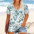 thumbnail image 2 of Enjoytime Summer Tops for Women Vintage Printed V-Neck Short Sleeve Tunic Beach Vacation Casual Plus Size Clothes, 2 of 6