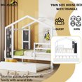 thumbnail image 3 of Bellemave Montessori Kids Twin Size Modern Wood Bed Frame with Trundle, White, 3 of 8