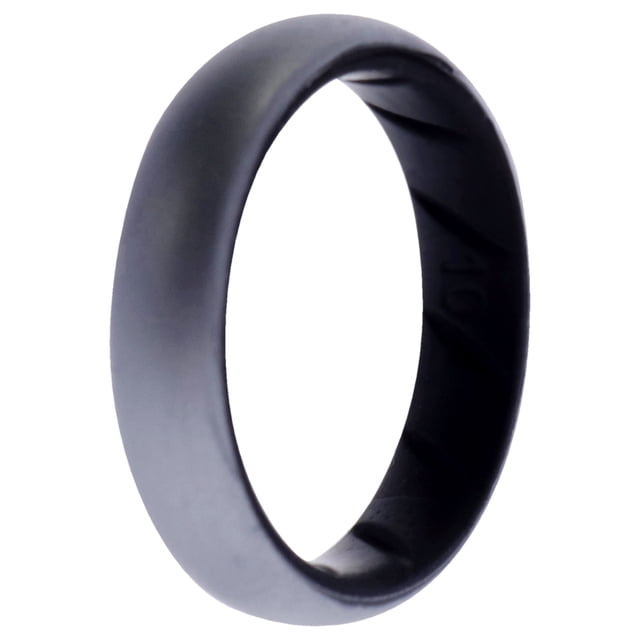 Anillo de boda BR sólido de silicona - Negro-Plata de ROQ para mujer - Anillo de 10 mm