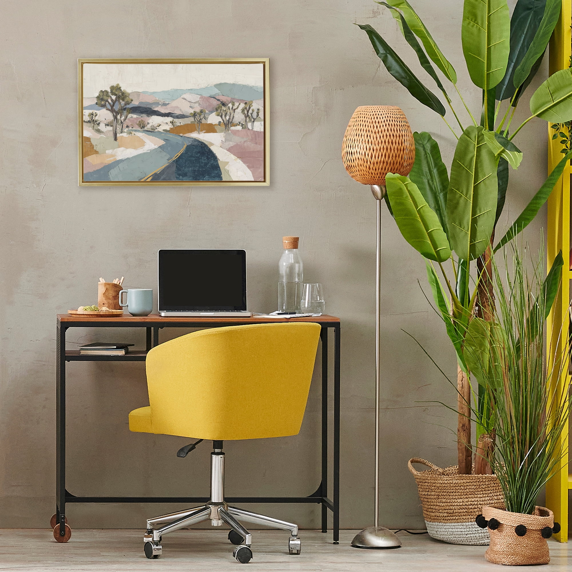 Stupell Industries Desert Highway Through Joshua Trees Gold Framed Floater Canvas Wall Art, design by Chromatic Storm Studio